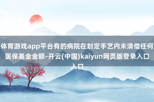 体育游戏app平台有的病院在划定手艺内未清偿任何医保基金金额-开云(中国)kaiyun网页版登录入口