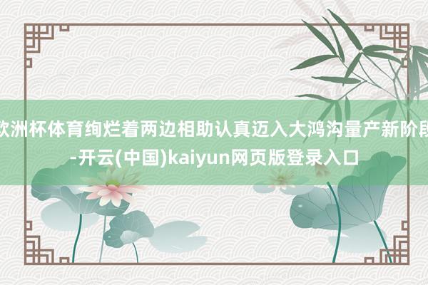 欧洲杯体育绚烂着两边相助认真迈入大鸿沟量产新阶段-开云(中国)kaiyun网页版登录入口