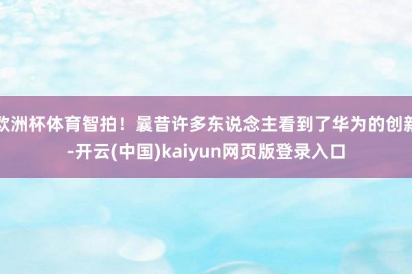欧洲杯体育智拍！曩昔许多东说念主看到了华为的创新-开云(中国)kaiyun网页版登录入口