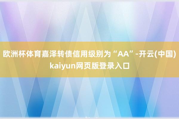 欧洲杯体育嘉泽转债信用级别为“AA”-开云(中国)kaiyun网页版登录入口
